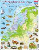 Larsen Legpuzzel Kaart Nederland - Geografisch met Dieren, 68st.