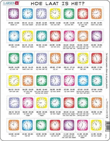 Larsen Legpuzzel Leren Klok Kijken - Hoe laat is het, 42st.