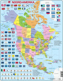 Larsen Legpuzzel Kaart Noord, Amerika met Staten en Vlaggen, 70st.