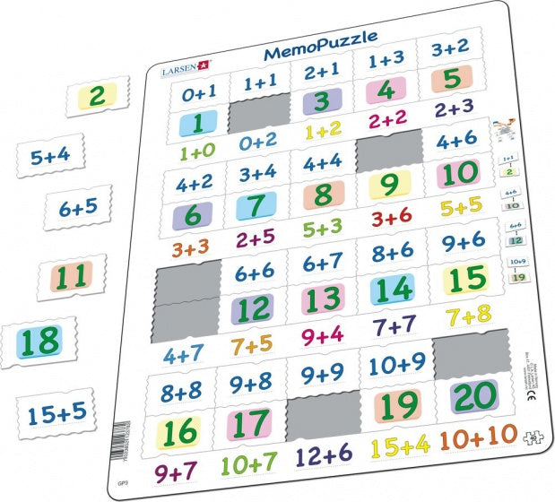 Larsen Memopuzzel - Optellen met Cijfers van 0-20, 40st.