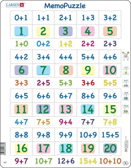Larsen Memopuzzel - Optellen met Cijfers van 0-20, 40st.