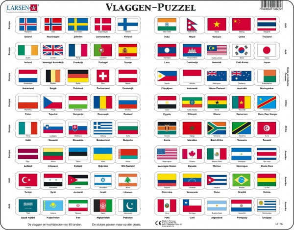 legpuzzel Vlaggen-puzzel junior karton 80 stukjes