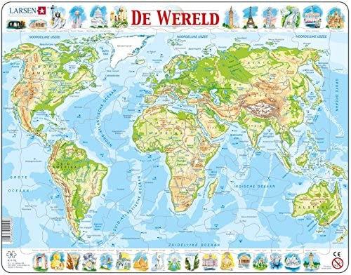 Larsen Legpuzzel Kaart Wereld - Geografisch, 80st.
