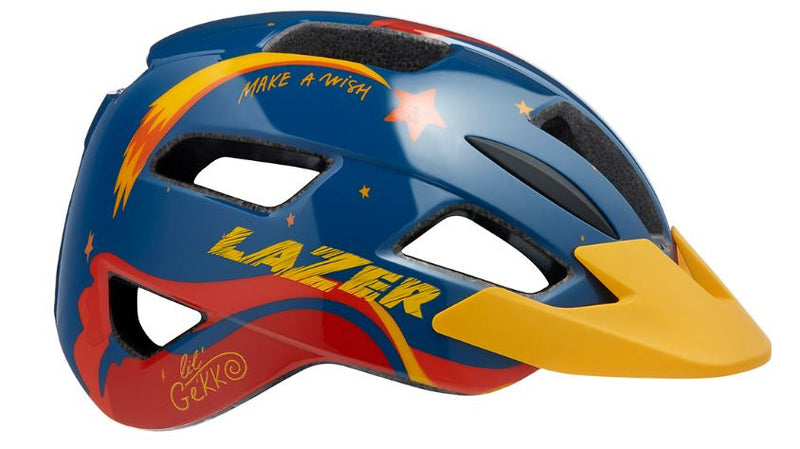 fietshelm Lil Gekko Star junior blauw/geel maat 46-50 cm