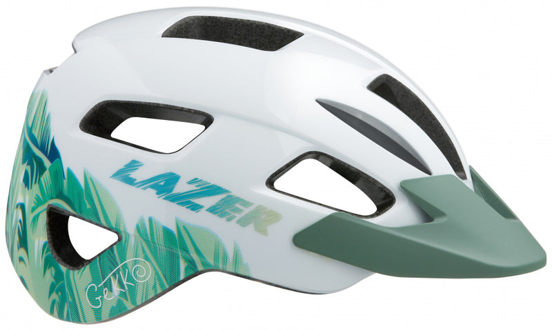 kinderhelm Gekko junior wit/groen maat 50-56 cm