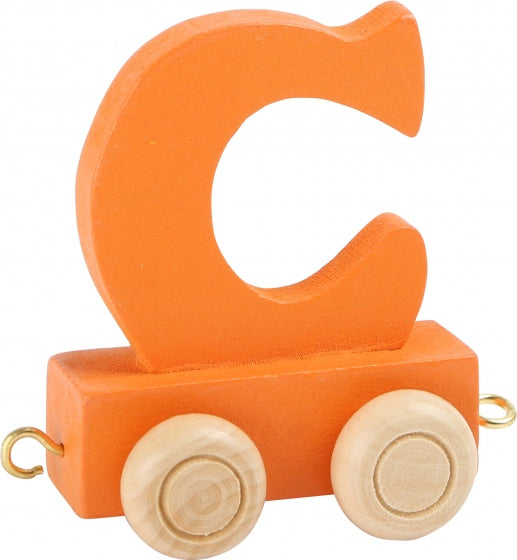 Small Foot - Houten Lettertrein Oranje - D - 12 stuks