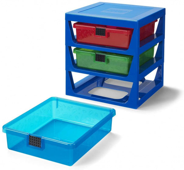 opbergrek 3 lades 37,5 x 34,5 cm polypropeen/ABS blauw