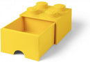 opbergsteen met lade 4 noppen 25 x 17 cm polypropeen geel