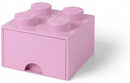 opbergsteen met lade 4 noppen 25 x 17 cm polypropeen roze
