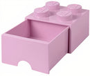 opbergsteen met lade 4 noppen 25 x 17 cm polypropeen roze