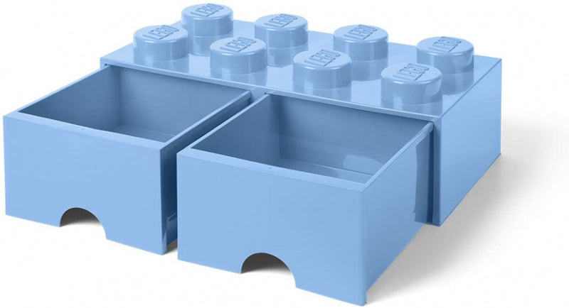opbergsteen met lades 8 noppen 50 x 18 cm PP lichtblauw