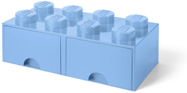 opbergsteen met lades 8 noppen 50 x 18 cm PP lichtblauw