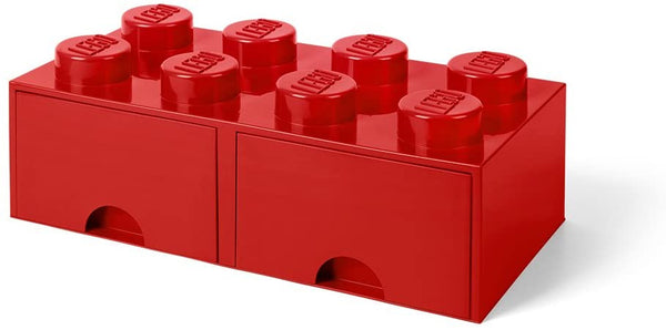 opbergsteen met lades 8 noppen 50 x 18 cm PP rood