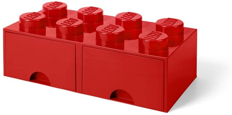 opbergsteen met lades 8 noppen 50 x 18 cm PP rood