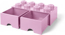 opbergsteen met lades 8 noppen 50 x 18 cm PP roze