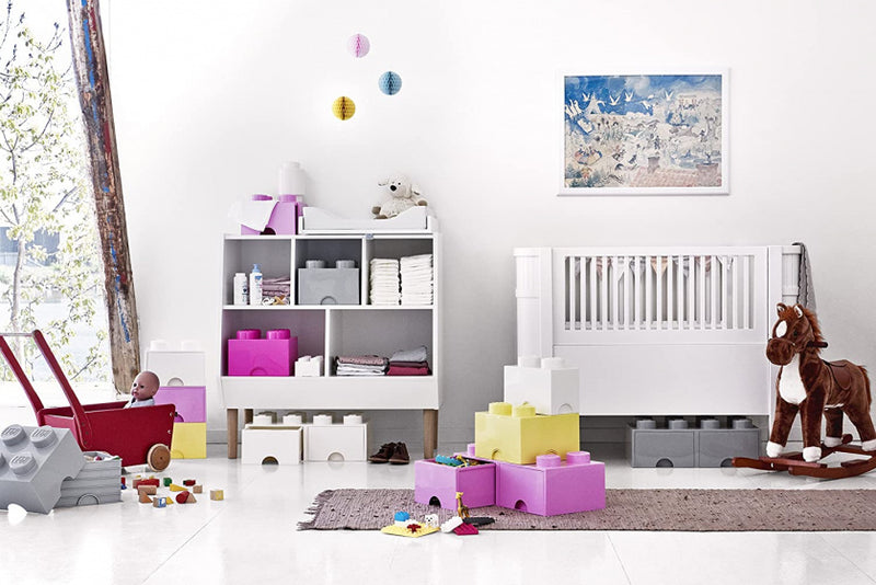 opbergsteen met lades 8 noppen 50 x 18 cm PP roze
