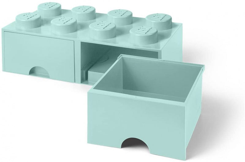 opbergsteen met lades 8 noppen 50 x 18 cm PP turquoise