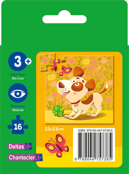 legpuzzel Hond junior 22 cm bruin/oranje 16 stukjes