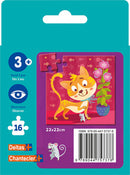 legpuzzel Kat junior 22 cm paars/oranje 16 stukjes