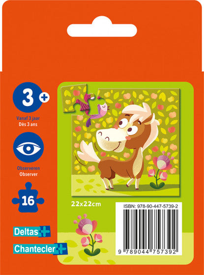 legpuzzel Pony junior 22 cm paars/oranje 16 stukjes