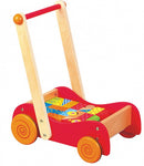 duw-/loopwagen Walkie junior hout rood 2-delig