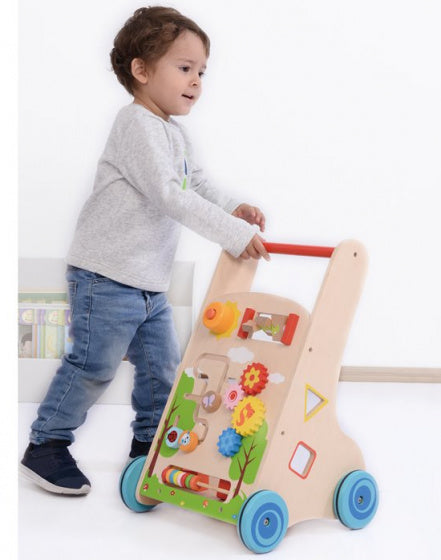 duw-/loopwagen Vormen junior hout groen 3-delig