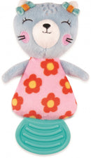 bijtknuffeltje Kat junior 16,5 x 8 cm roze/blauw