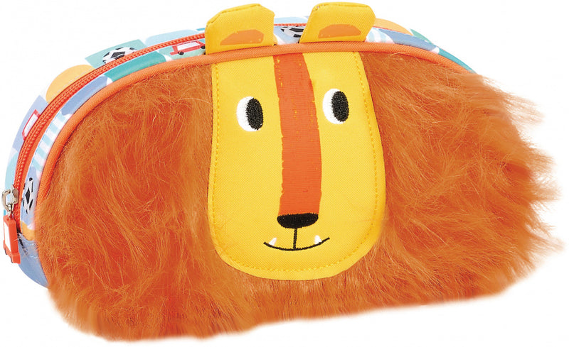 etui leeuw met vacht junior 22 x 11 x 5 cm oranje