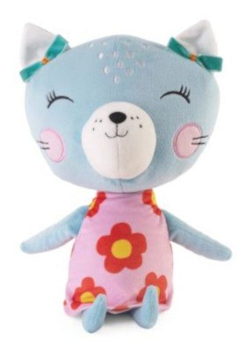 knuffelkat junior 25 cm pluche blauw/roze