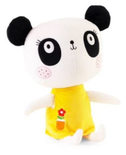 knuffelpanda junior 35 cm pluche wit/geel/zwart