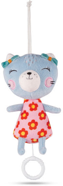 muziekknuffel kat 22,5 x 11,5 cm lichtblauw/roze
