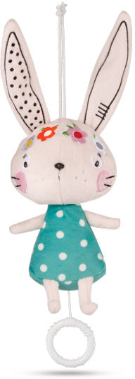 muziekknuffel konijn 31 x 11,5 cm roze/turquoise