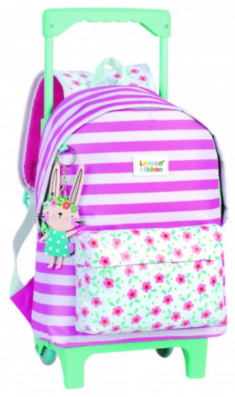 trolley rugzak Bunny 10 liter softcase roze/groen