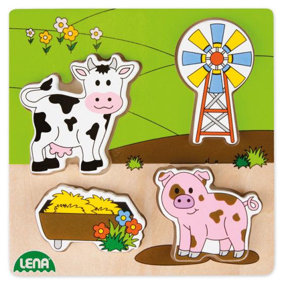 vormenpuzzel weiland 15 cm hout blank/groen 5-delig