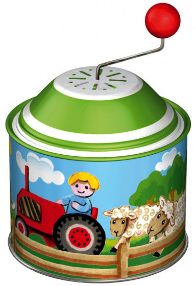 muziekdoosje boerderij junior 8 cm staal groen/blauw