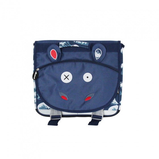schooltas nijlpaard blauw 35 cm
