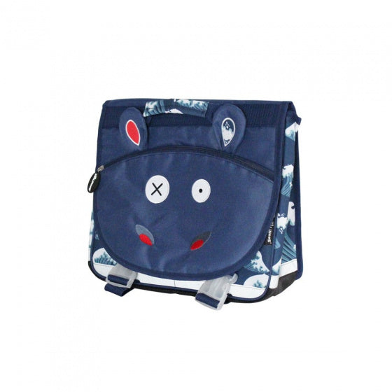 schooltas nijlpaard blauw 35 cm