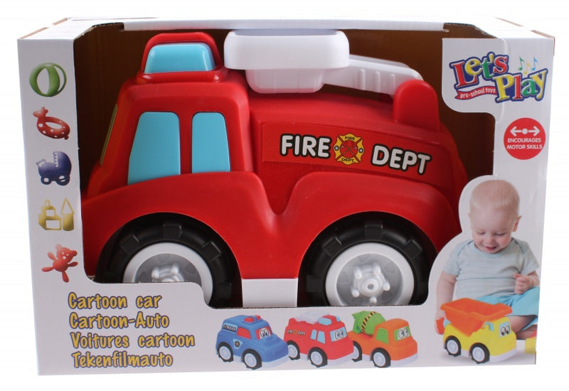 tekenfilmauto brandweerwagen 30 cm jongens rood/wit