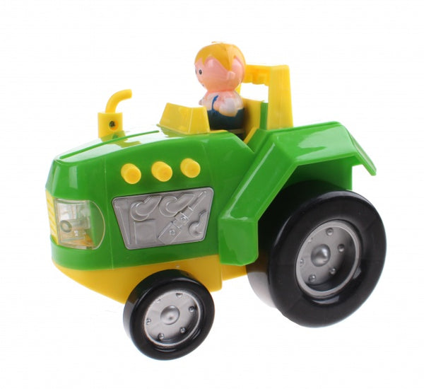 tractor met licht en geluid 15 cm groen/geel
