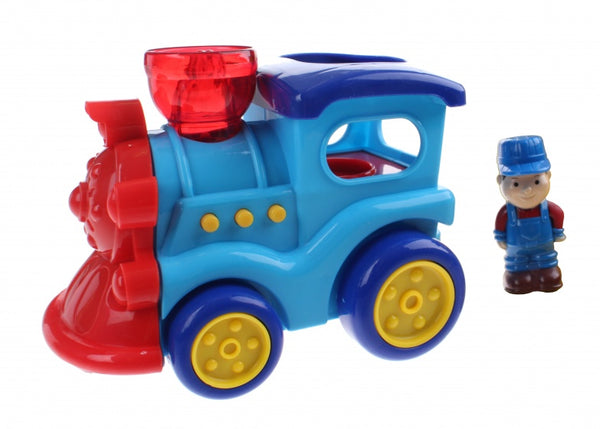 trein met licht en geluid 17 cm blauw/rood