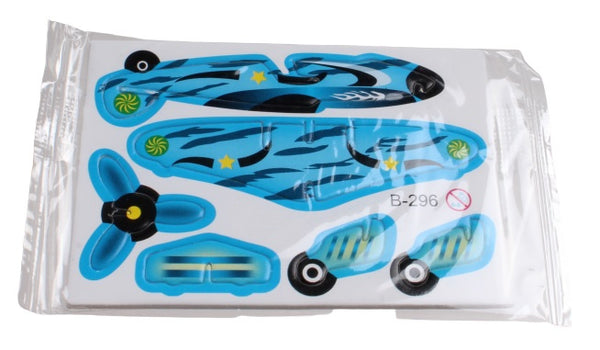 3D-puzzel vliegtuig 8 x 6 cm blauw/zwart