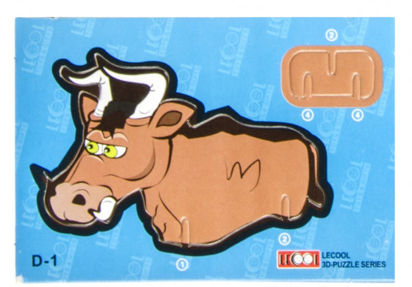 3D-puzzel stier 10,5 cm karton bruin 7 stukjes