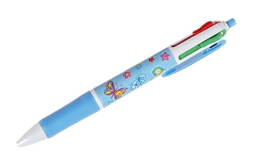 4-kleuren balpen Vlinder meisjes 14,5 cm blauw