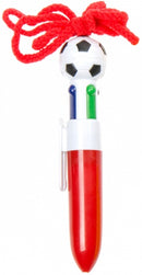 4-kleurenpen voetbal 12 cm rood