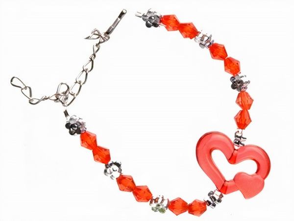 armband hart meisjes 15 cm rood