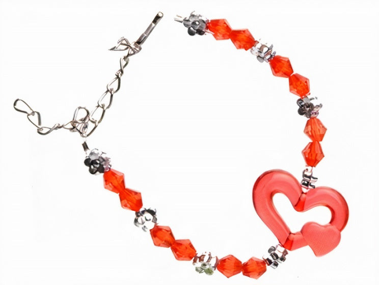 armband hart meisjes 15 cm rood