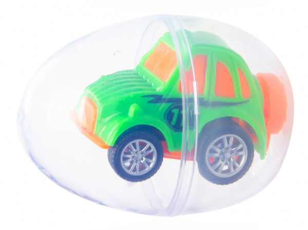 auto in verrassingsei jongens 6 cm groen/oranje