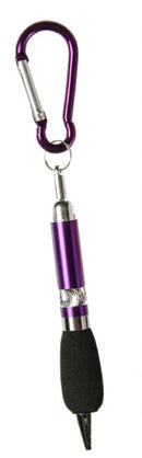 balpen met karabijnhaak 16 cm aluminium paars
