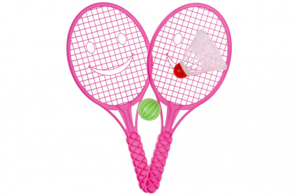 beachballset Smiley 27,5 x 11,5 cm roze 4-delig