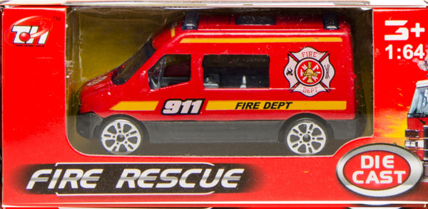 brandweervoertuig bus 7,5 cm staal rood